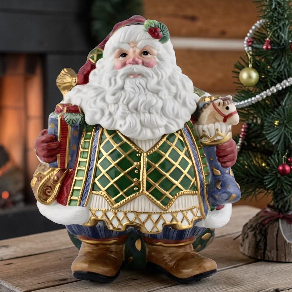 Fitz and Floyd St Nick Collection Santa Cookie Jar 2003 Vtg Handcrafted EUC